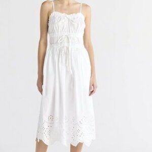 NWT, SZ M, 100% COTTON, Eyelet Trim Midi Sundress, White